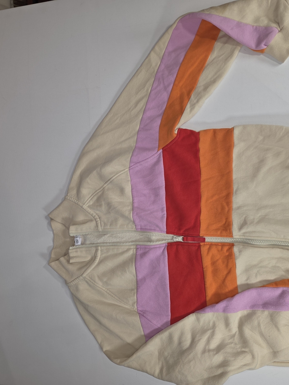 LEGO Full Zip Jacket - Beige with Pink, Red & Orange Stripes S/MED - Picture 6 of 14